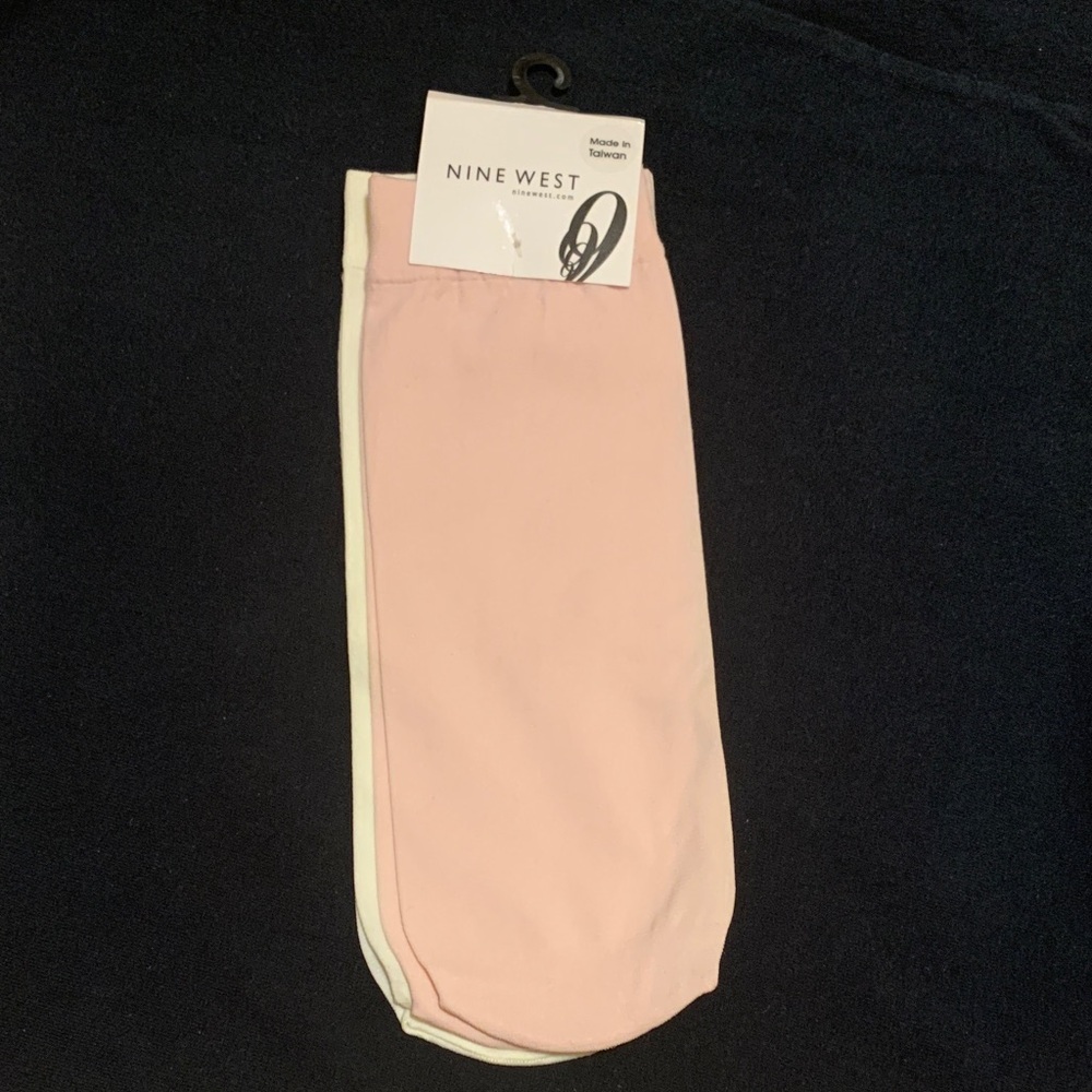 NWT Nine West Vintage Y2K Nylon Socks 2 Pack Pink Pastel Cream White